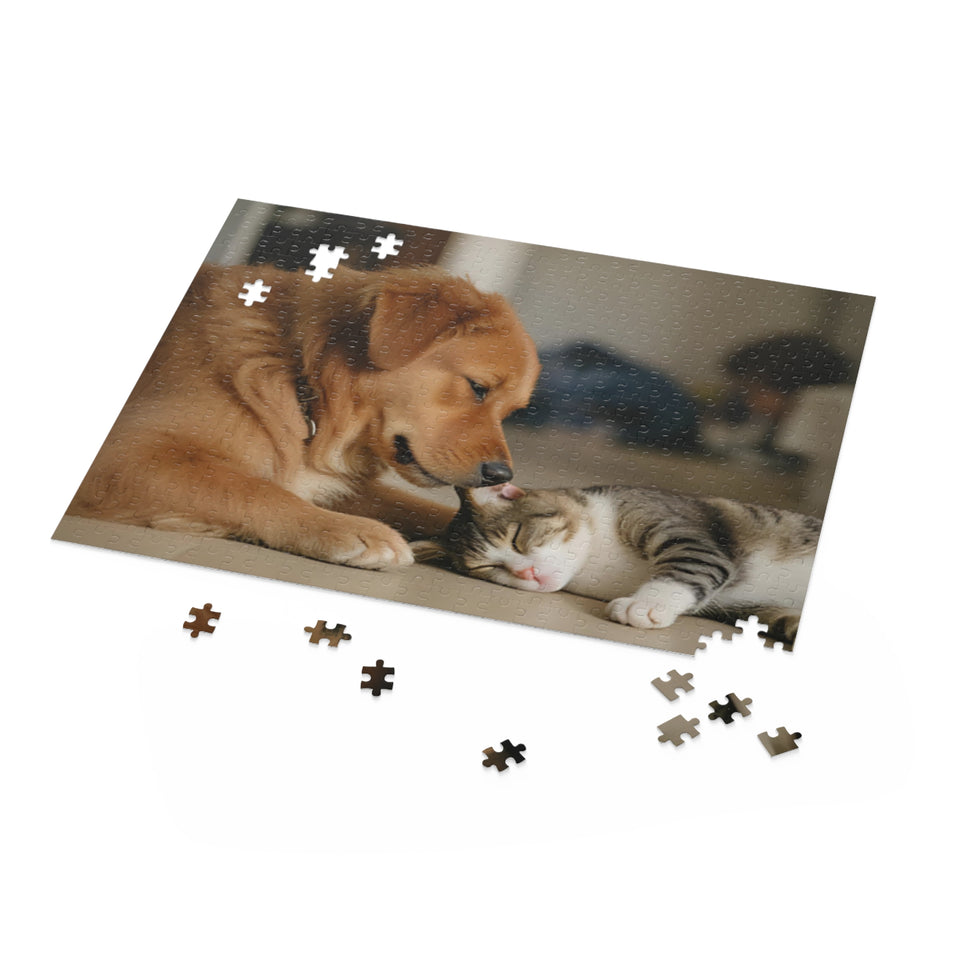 Cozy Pet Puzzle for Animal Lovers, 120-500 Pieces, Dog Cat Lovers Gift, Cat Dog Puzzle, Home Decor Puzzle, Family Bonding Activity