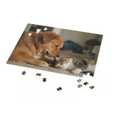 Cozy Pet Puzzle for Animal Lovers, 120-500 Pieces, Dog Cat Lovers Gift, Cat Dog Puzzle, Home Decor Puzzle, Family Bonding Activity