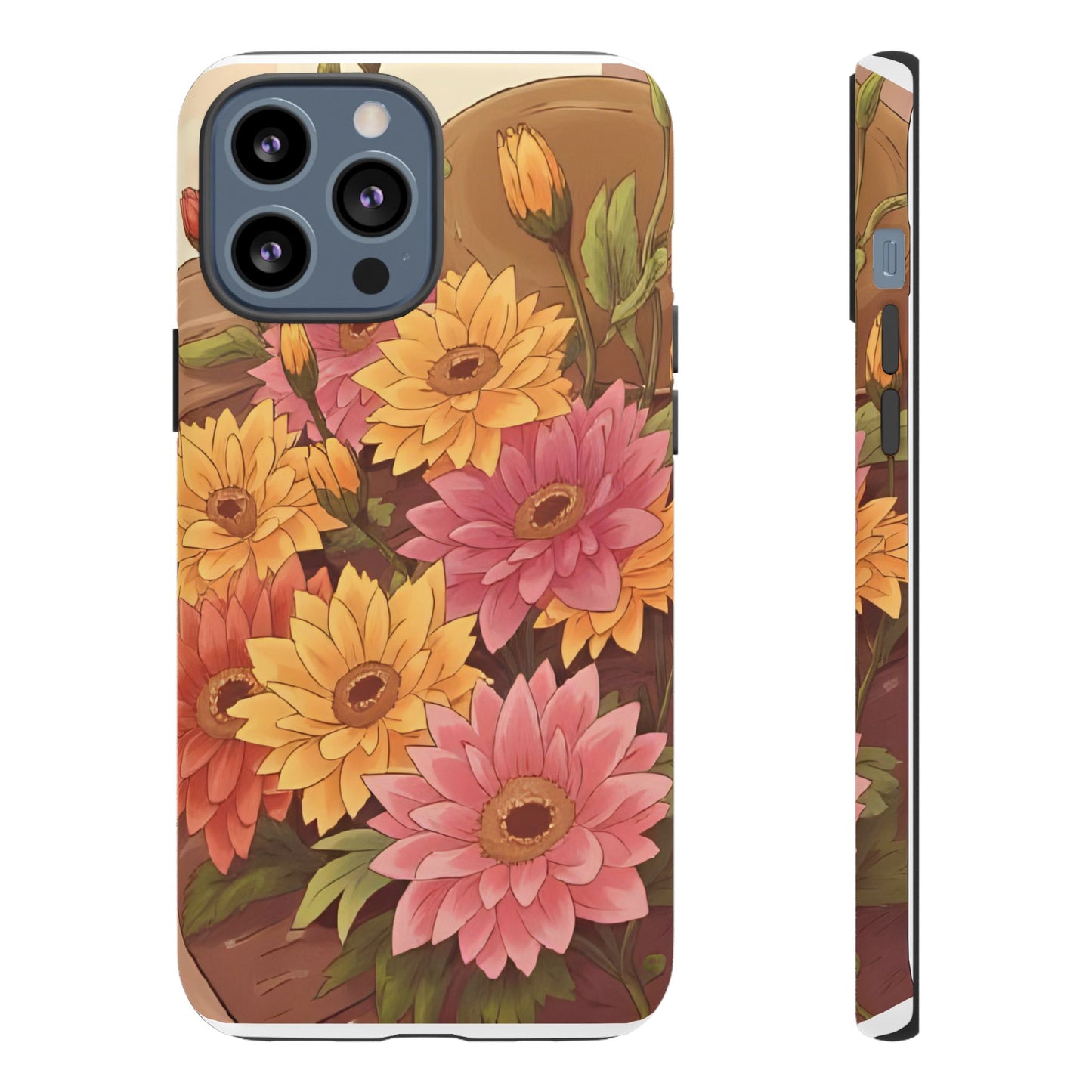 Floral Phone Case - Colorful Flower Design, Tough Protective Case, Gift for Nature Lovers, Spring Accents, Cute Accessories