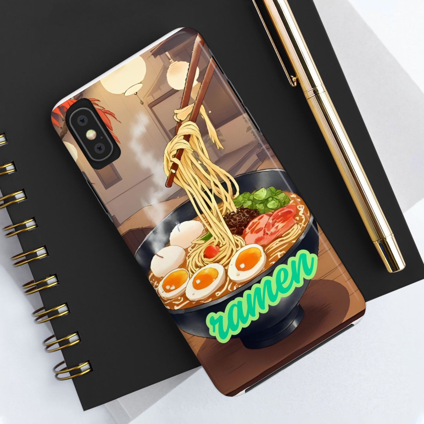 Ramen Bowl Phone Case, Cute Tough Phone Case, Anime Aesthetic Accessories, Gift for Food Lovers, Customizable Phone Protection