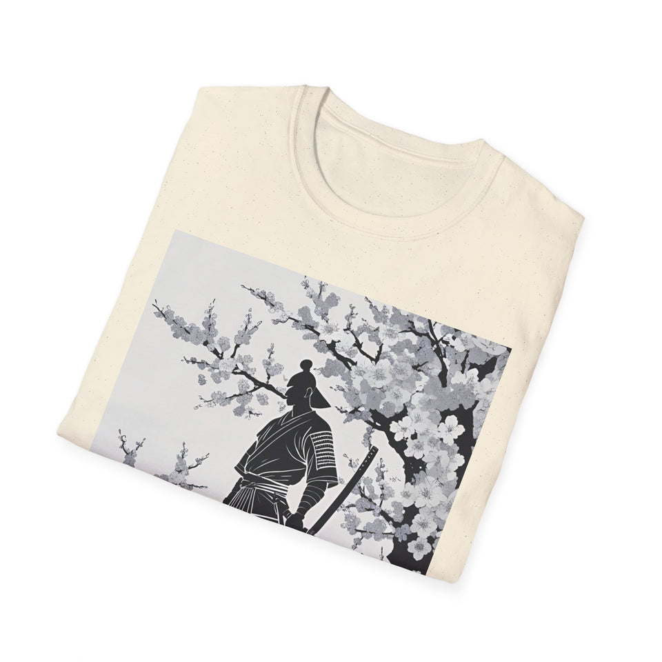 Sakura Samurai Unisex T-Shirt | Eco-Friendly Softstyle Tee, Anime Lover Gift, Casual Wear, Spring Fashion, Unique Art T-Shirt
