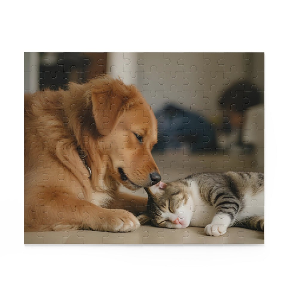 Cozy Pet Puzzle for Animal Lovers, 120-500 Pieces, Dog Cat Lovers Gift, Cat Dog Puzzle, Home Decor Puzzle, Family Bonding Activity