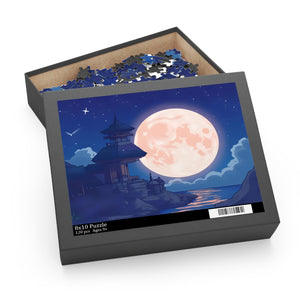 Moonlit Retreat Puzzle - 120, 252, 500 Pieces, Night Sky Art Puzzle, Relaxing Gift, Home Decor, Family Fun Activity