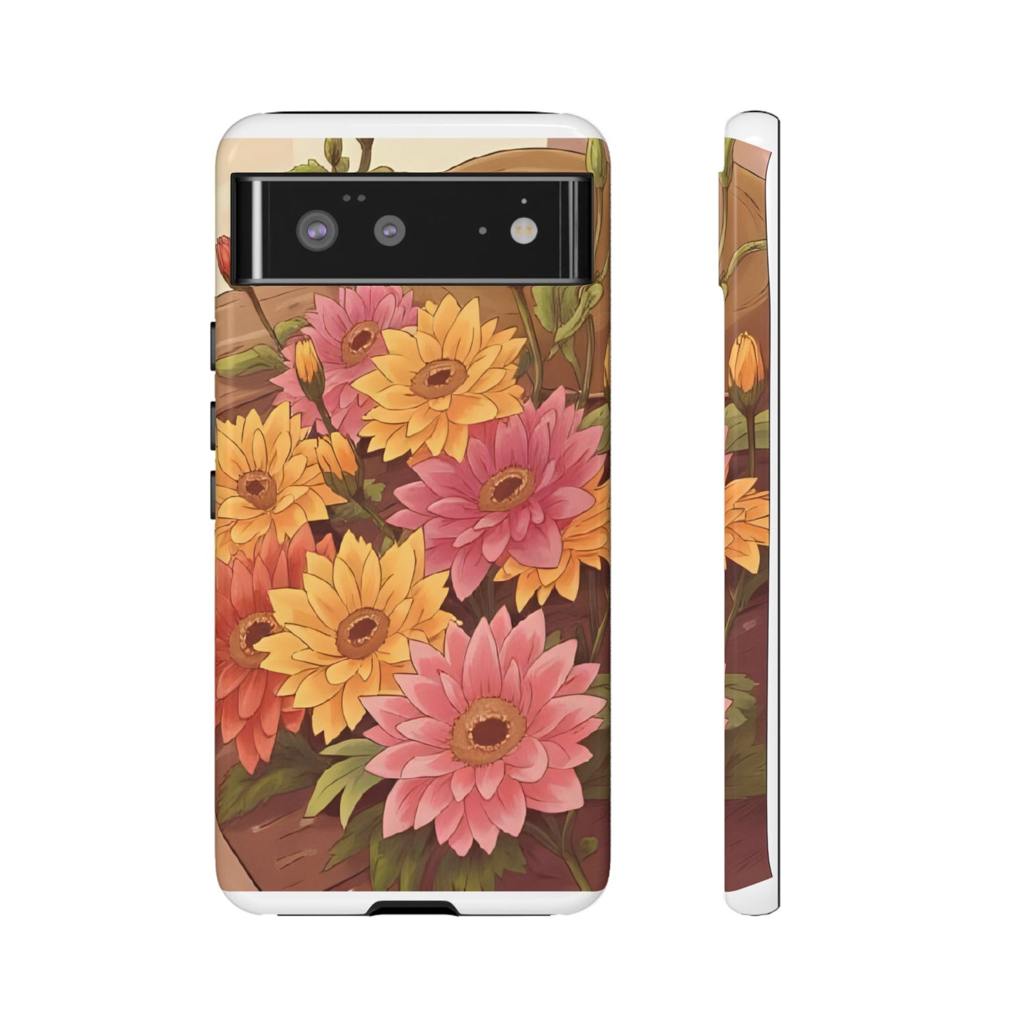 Floral Phone Case - Colorful Flower Design, Tough Protective Case, Gift for Nature Lovers, Spring Accents, Cute Accessories