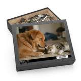 Cozy Pet Puzzle for Animal Lovers, 120-500 Pieces, Dog Cat Lovers Gift, Cat Dog Puzzle, Home Decor Puzzle, Family Bonding Activity
