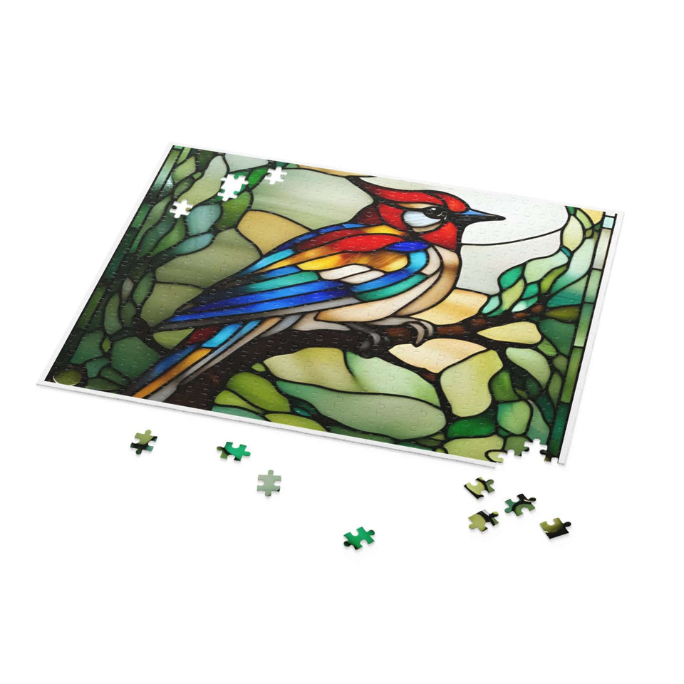 Stained Glass Bird Puzzle – colorful bird design