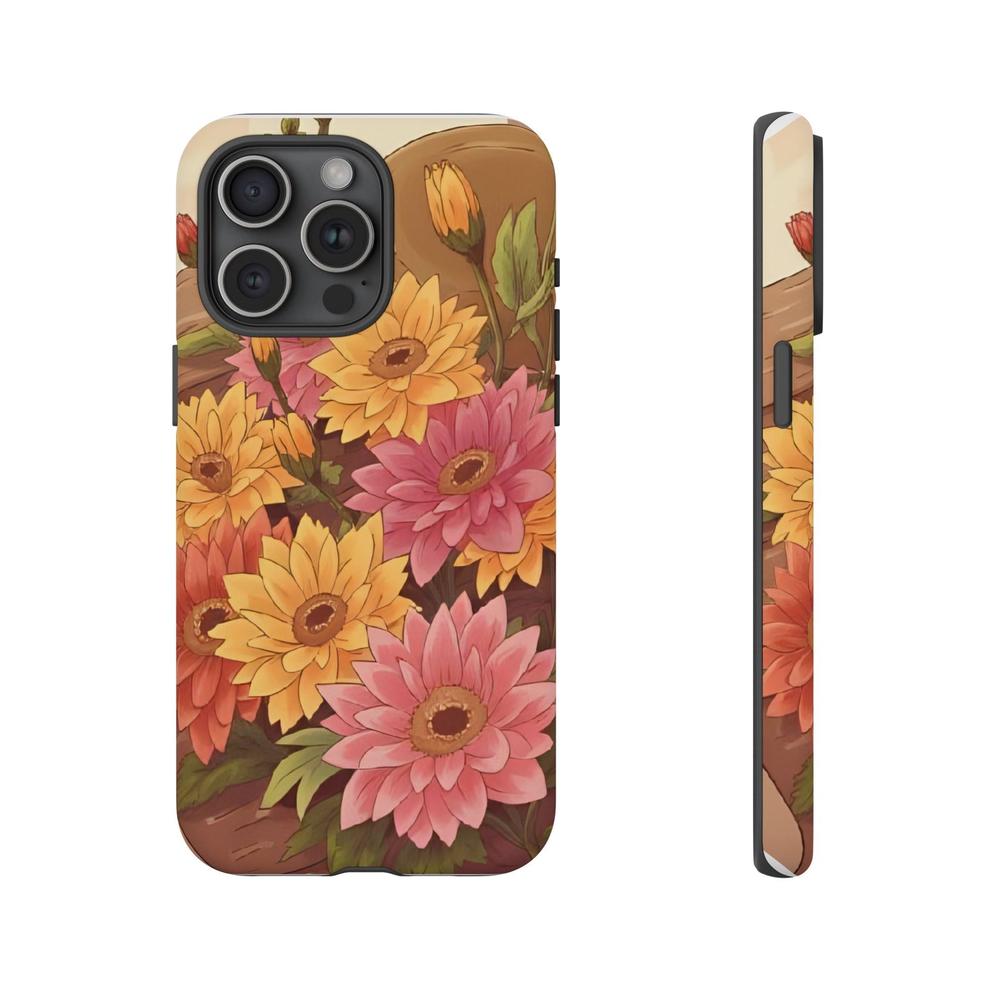 Floral Phone Case - Colorful Flower Design, Tough Protective Case, Gift for Nature Lovers, Spring Accents, Cute Accessories