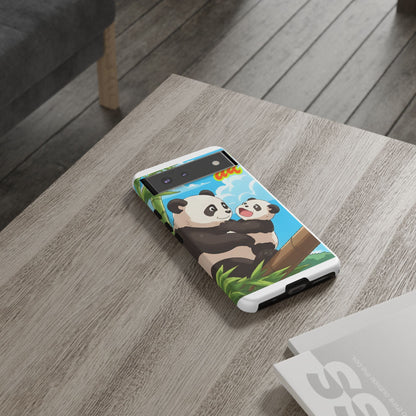 Panda Phone Case - Cute Panda Mom and Baby Design, Phone Cover for Animal Lovers, Gift for Kids and Adults, Jungle Vibe, Fun Accessory