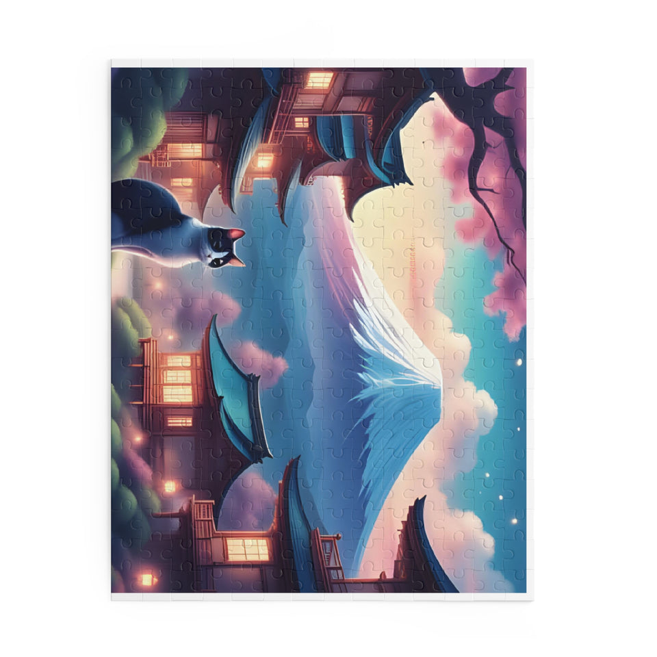 Serene Landscape Puzzle with Cat - 120, 252, 500-Piece, Jigsaw for Cat Lovers, Home Decor, Game Night, Gift for All Occasions