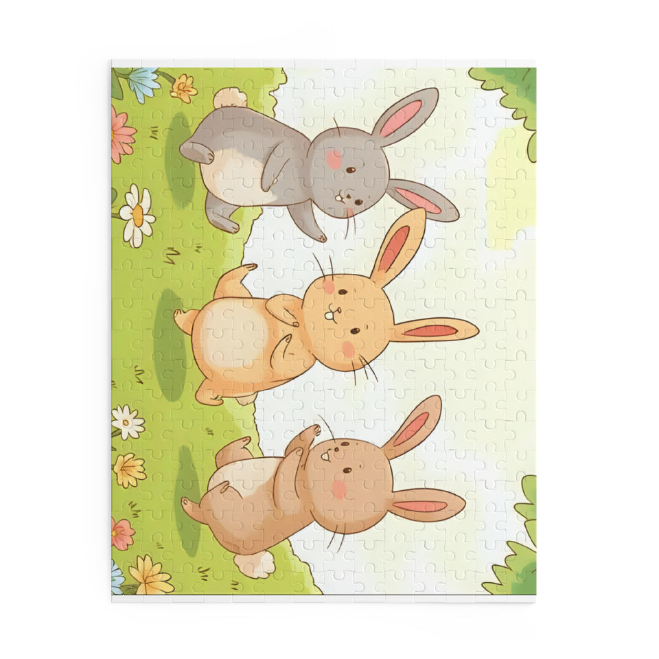 Charming Rabbit Puzzle for Kids, 3 Bunny Friends Jigsaw Game, Animal Lovers Gift, Family Fun Activity, Child's Birthday Present