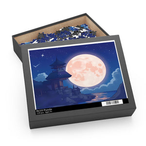 Moonlit Retreat Puzzle - 120, 252, 500 Pieces, Night Sky Art Puzzle, Relaxing Gift, Home Decor, Family Fun Activity