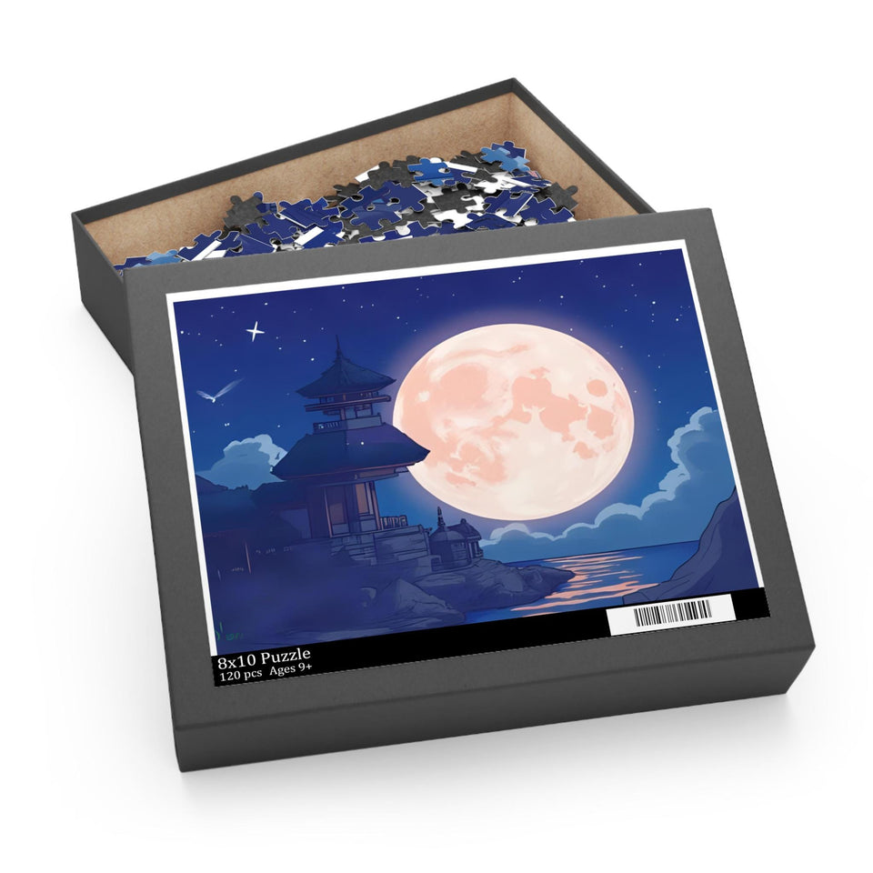 Moonlit Retreat Puzzle - 120, 252, 500 Pieces, Night Sky Art Puzzle, Relaxing Gift, Home Decor, Family Fun Activity